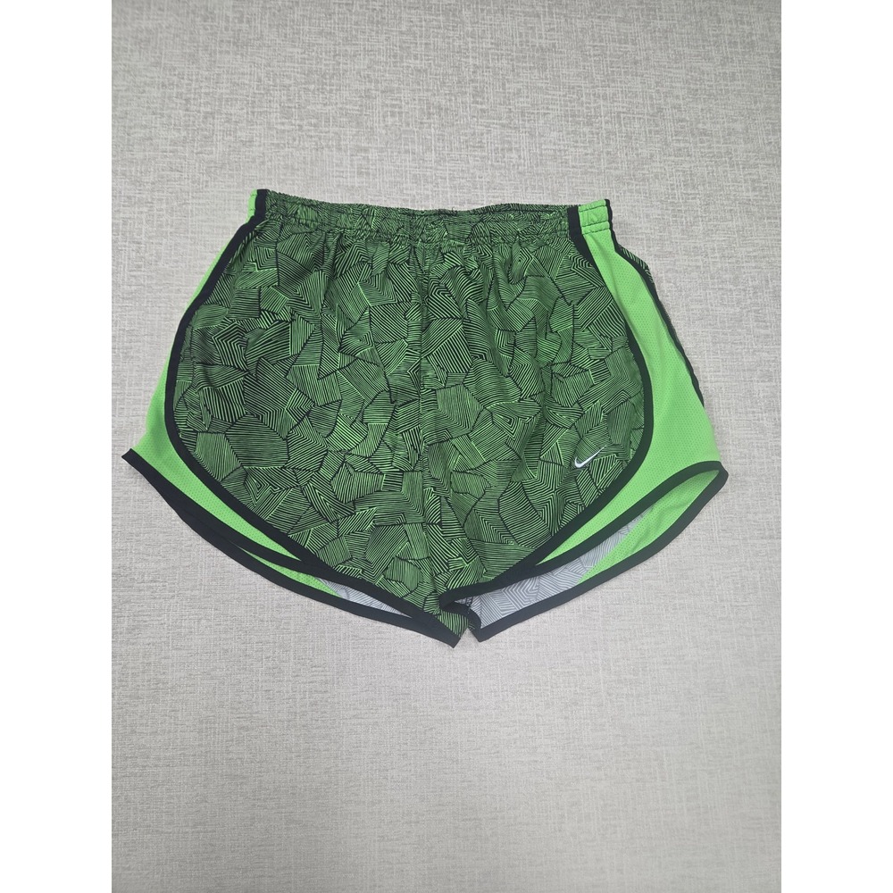 Nike Dri-FIT Tempo Running Shorts Women's Small Green Black Geometric Athletic